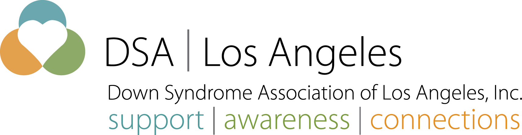 DSA - Los Angeles -- Down Syndrome Association of America -- support-awareness-connections Logo